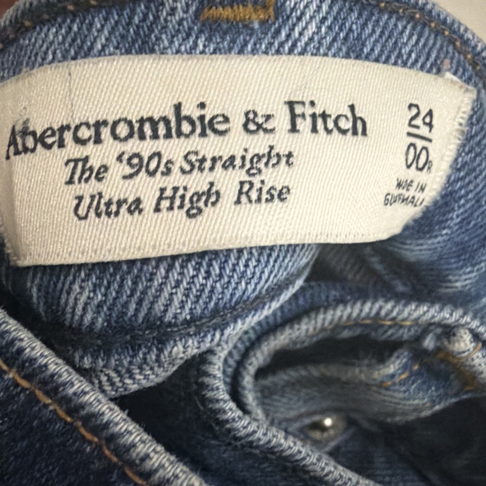 Abercrombie & Fitch Love 90s Straight Ultra High Rise Jeans Size 00S / 24 - Picture 10 of 11